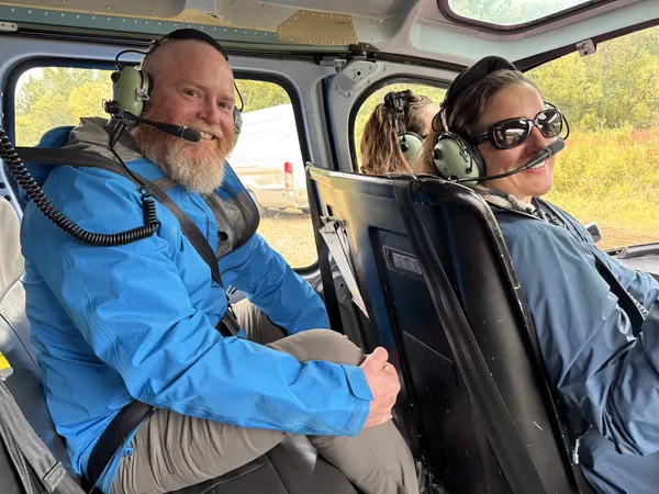 The helicopter ride back out